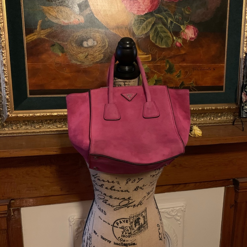 Magenta Prada Suede Handle Bag
